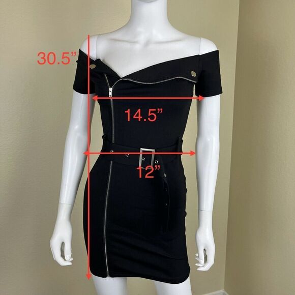 Revolve Superdown Women's Size XS Black Terri Moto Bodycon Mini Dress Rockabilly - Picture 4 of 17